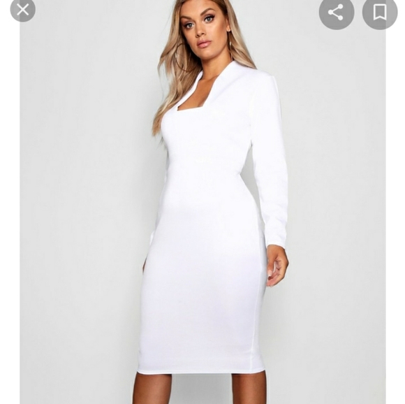 boohoo high neck midi dress